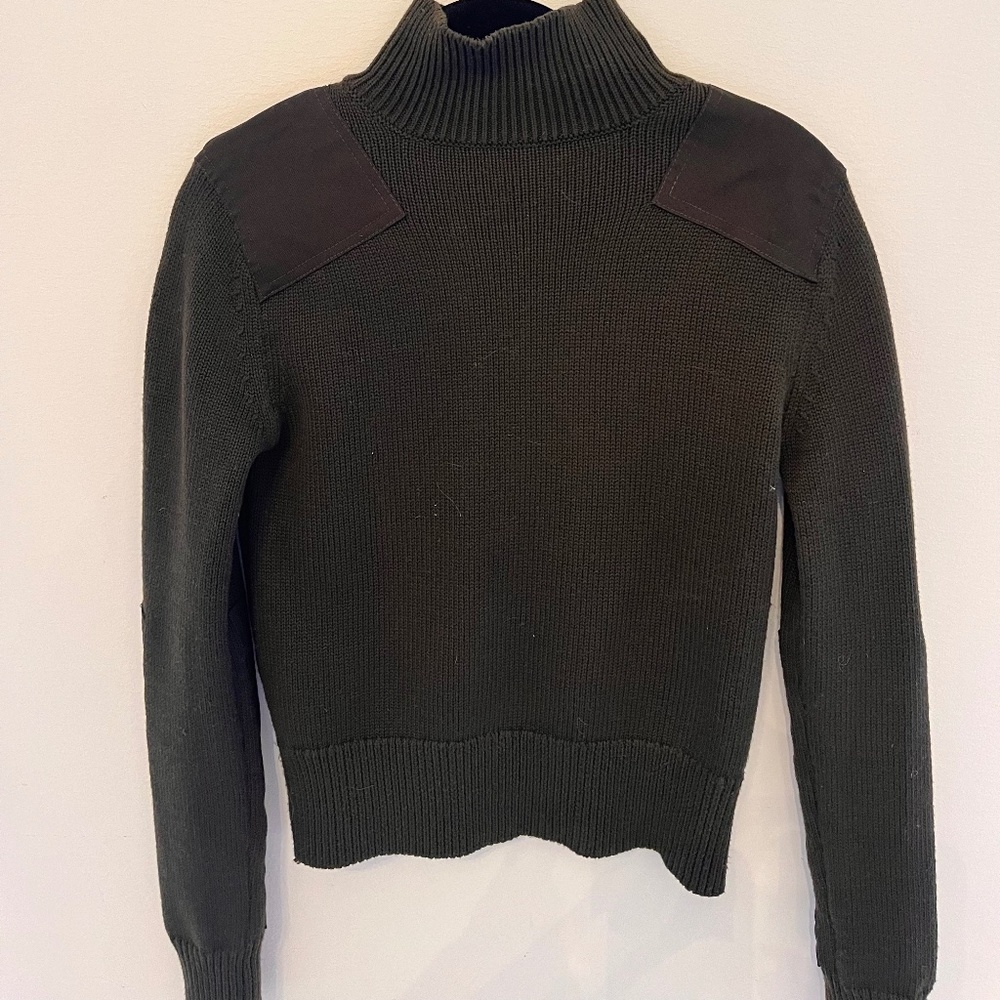 Zara Army Green Turtleneck Sweater with Shoulder Details (Size S)